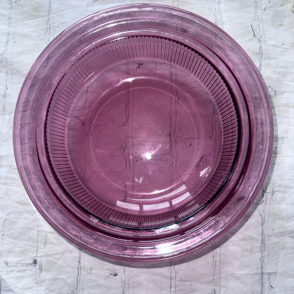 Vintage Corning Ware Visions V-31-B Cranberry 1QT Round Casserole Dish No Lid
